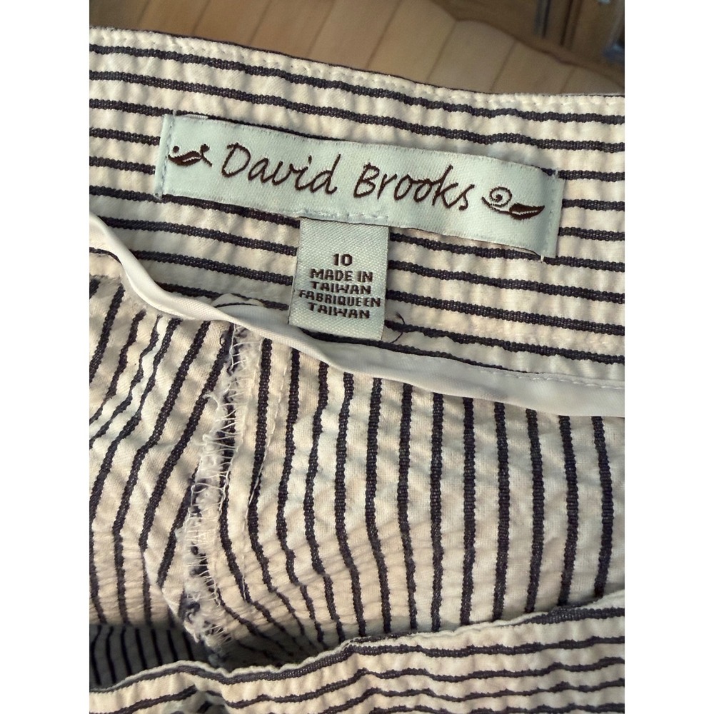 David Brooks Seersucker Pants Womens 10 Blue White Striped Preppy Straight Leg - Picture 3 of 5